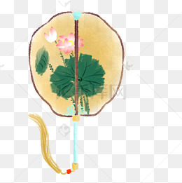 古风圆形扇子插画