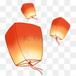 古典孔明灯手绘插画