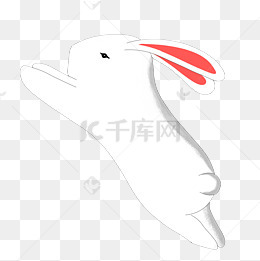 兔子玉兔纯白卡通手绘可爱跳跃免抠