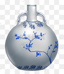 手绘花类青花瓷插画