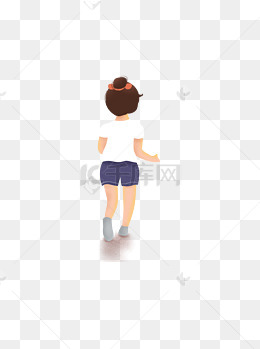 一个跑步的女子背影卡通元素