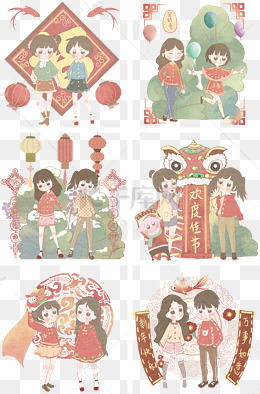 猪锦鲤手绘卡通人物png素材