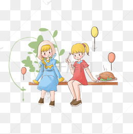 手绘感恩节卡通人物插画