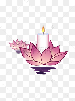 飘浮在水上的莲花灯卡通元素