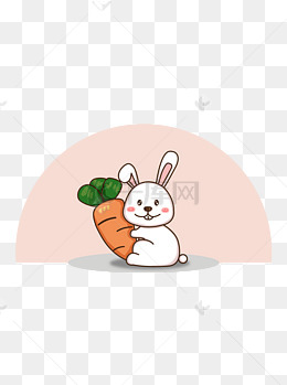手绘十二生肖兔子胡萝卜兔子卡通