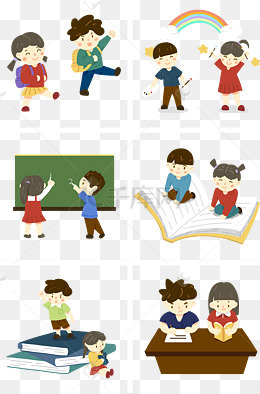 可爱的小学生上学学习场景爱阅读的学生