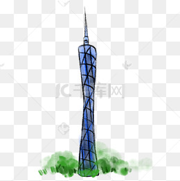 蓝色的水墨广州塔