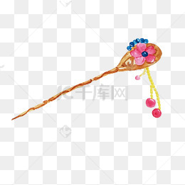 中国古风手绘发簪鲜花