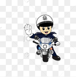 骑车摩托车的卡通警察