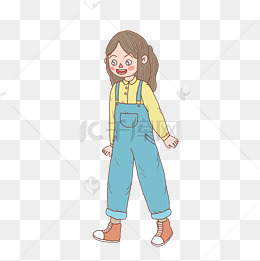 冬季冬日背带裤女孩卡通手绘