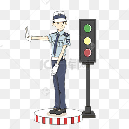 交警警察手绘卡通插画
