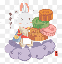 卡通中秋节月兔月饼