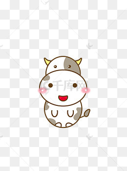 卡通黑白动物小牛奶牛斑纹坐姿可爱矢量元素