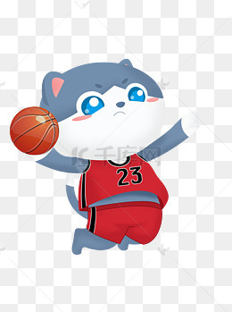 卡通可爱猫咪ip形象插画变装设计-篮球