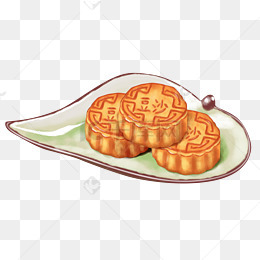 中秋节一盘月饼手绘月饼