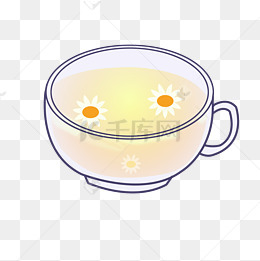 菊花茶茶壶茶杯边框插画