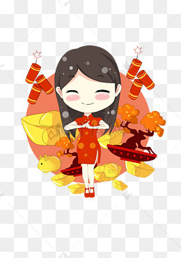 猪新年手绘卡通人物png素材