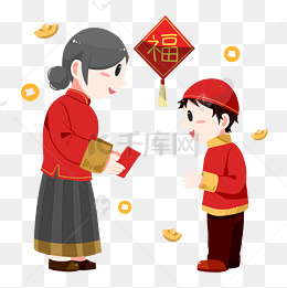 卡通手绘新年拜年发红包