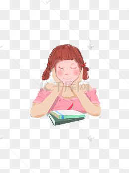 小清新闭眼冥想的小女孩手绘插画
