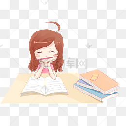 可爱呆毛女孩看书