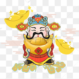 财神春节传统神仙聚宝盆招财png