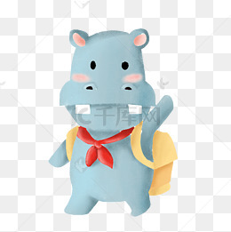 背着书包上学的小牛