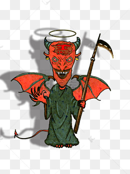 手绘万圣节恐怖恶魔透明底可商用素材