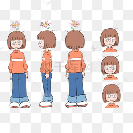 女孩的正反面侧面和表情合集