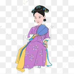 古装人物妃嫔手绘插画png免抠