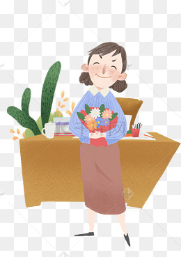 教师节送花给老师卡通手绘插画