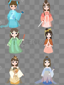 水彩风格卡通手绘风古风公主