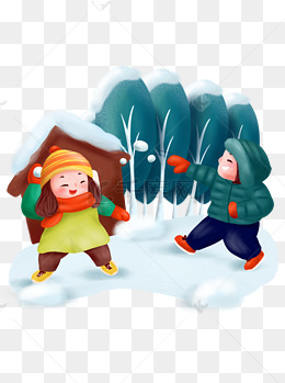 打雪仗冬季冬天儿童游戏玩耍可商用插画配图