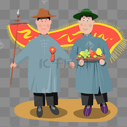 下元节卡通手绘风祭拜
