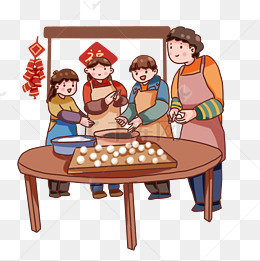 手绘卡通元宵节包汤圆
