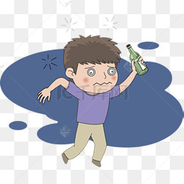 卡通人物小男孩喝醉酒头晕元素