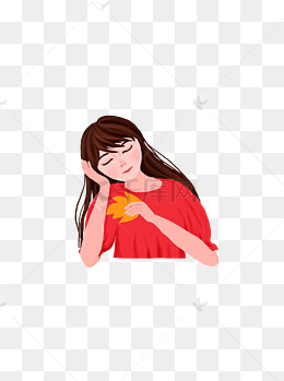 思考问题的卡通女孩