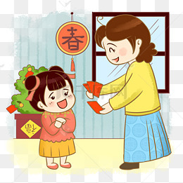 过新年手绘卡通人物png素材