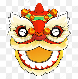 喜庆新春中国风狮头
