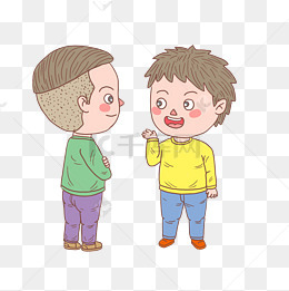 卡通手绘人物聊天小情侣