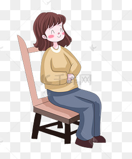 卡通手绘女人坐着椅子