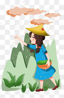 谷雨戴斗笠的女孩