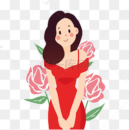 女神节卡通手绘美女