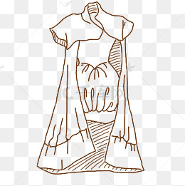 手绘线描衣服插画