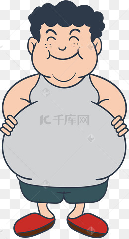 橙色扁平线条女胖子