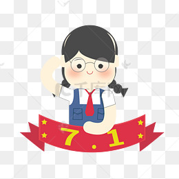 建军节女学生敬礼卡通手绘