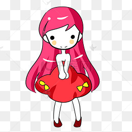 红色穿裙子的女孩元素