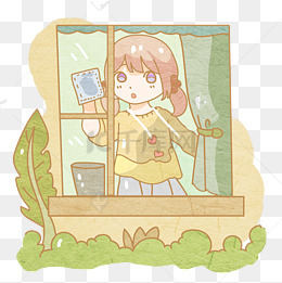 劳动节擦玻璃少女png