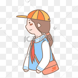 开学季学生上学女生小女孩背书包可爱