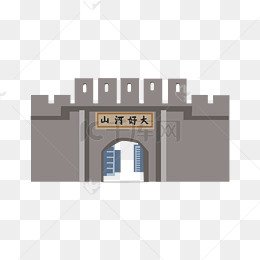 手绘地标性建筑-河北张家口大境门插画