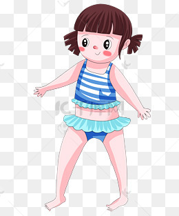 卡通蓝色女士游泳衣